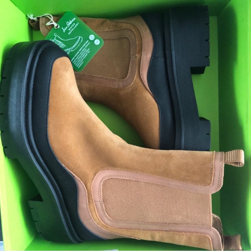 Sam Edelman Lulia Suede Boot Water Resistant Lug Sole in Camel / New Whiskey